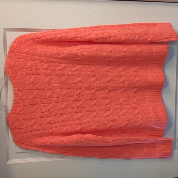 Lilly Pulitzer Dario Rhinestone Embellished Coral Scoop Neck Cable Knit Sweater - Picture 7 of 13